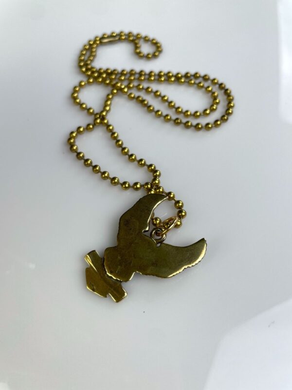 SOLID BRASS HARLEY DAVIDSON EAGLE PENDANT NECKLACE, LARGER BRASS BALL CHAIN