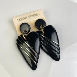 Photo detail:*AS-IS* 1980S ACRYLIC HEART SHAPED DROP EARRINGS, GOLD LINES