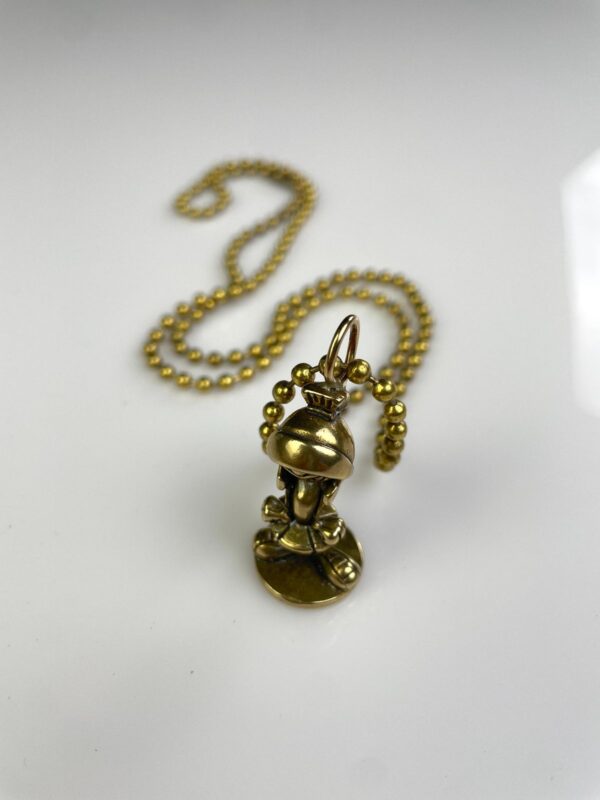 MARVIN THE MARTIAN SOLID BRASS REPLICA FIGURINE PENDANT NECKLACE, HEAVY BALL CHAIN