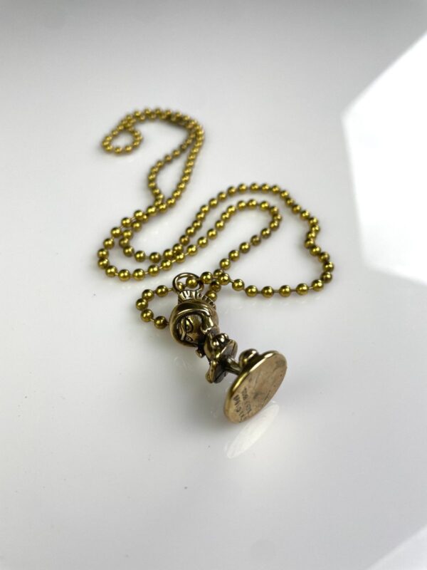 MARVIN THE MARTIAN SOLID BRASS REPLICA FIGURINE PENDANT NECKLACE, HEAVY BALL CHAIN