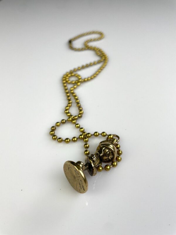 MARVIN THE MARTIAN SOLID BRASS REPLICA FIGURINE PENDANT NECKLACE, HEAVY BALL CHAIN