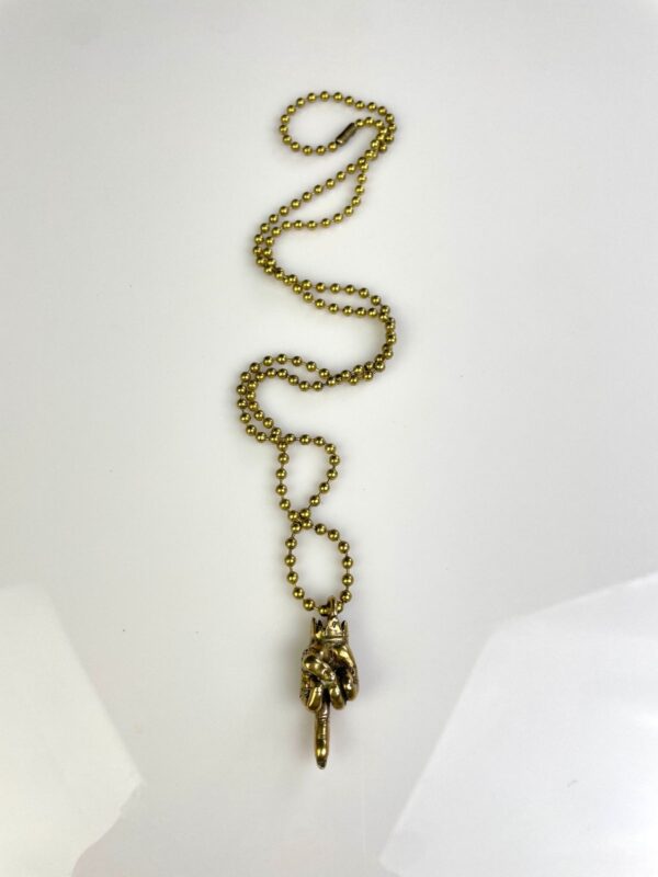 ZOMBIE FINGER SOLID BRASS REPLICA MIDDLE FINGER PENDANT NECKLACE