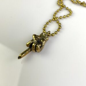 Photo detail:ZOMBIE FINGER SOLID BRASS REPLICA MIDDLE FINGER PENDANT NECKLACE