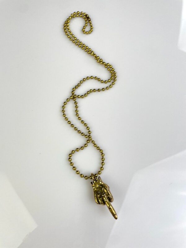 ZOMBIE FINGER SOLID BRASS REPLICA MIDDLE FINGER PENDANT NECKLACE