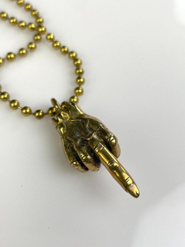ZOMBIE FINGER SOLID BRASS REPLICA MIDDLE FINGER PENDANT NECKLACE