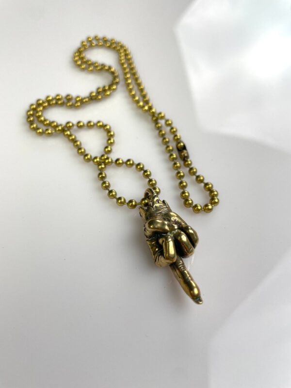 ZOMBIE FINGER SOLID BRASS REPLICA MIDDLE FINGER PENDANT NECKLACE