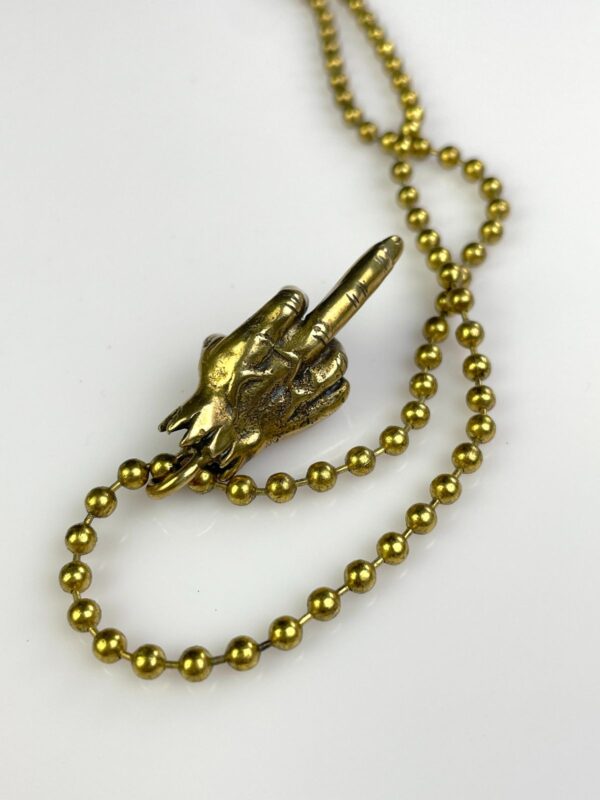 ZOMBIE FINGER SOLID BRASS REPLICA MIDDLE FINGER PENDANT NECKLACE
