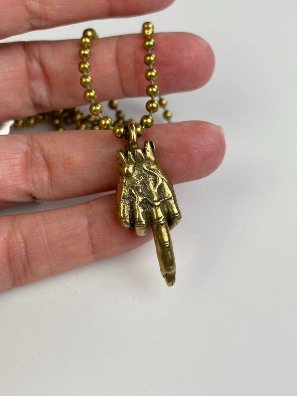 ZOMBIE FINGER SOLID BRASS REPLICA MIDDLE FINGER PENDANT NECKLACE