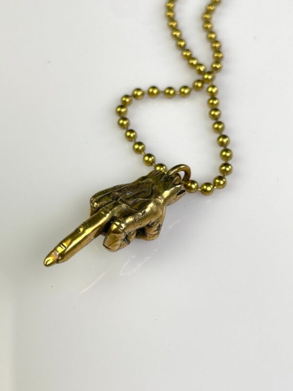 ZOMBIE FINGER SOLID BRASS REPLICA MIDDLE FINGER PENDANT NECKLACE