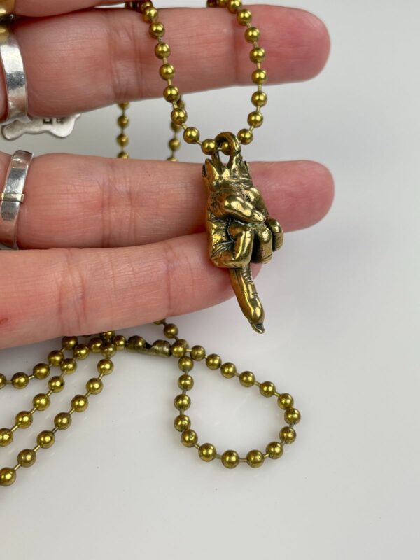 ZOMBIE FINGER SOLID BRASS REPLICA MIDDLE FINGER PENDANT NECKLACE