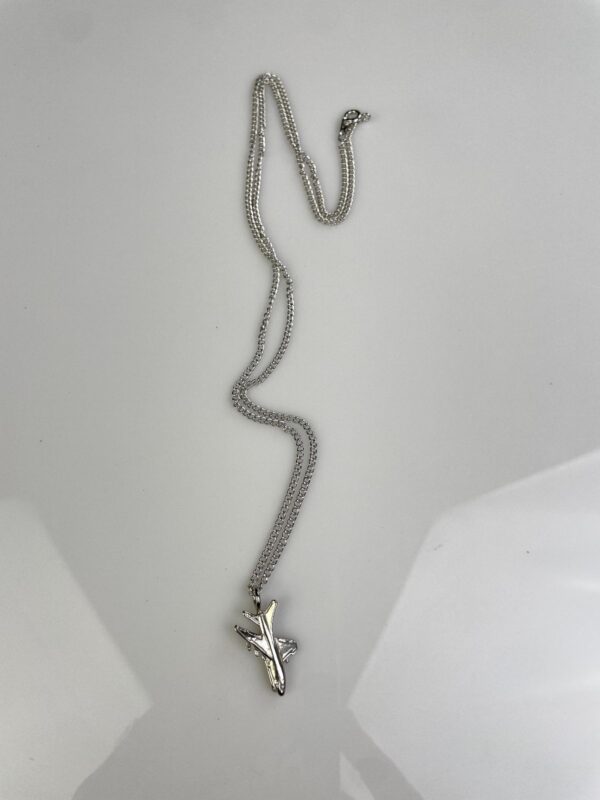 JETSETTER SILVER PLATED AIRPLANE CHARM NECKLACE