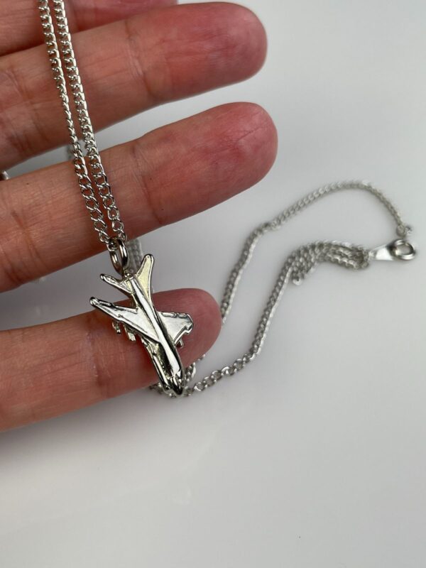 JETSETTER SILVER PLATED AIRPLANE CHARM NECKLACE