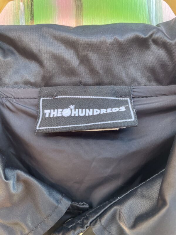 AS-IS NICE! THE HUNDREDS BRANDED SATIN BOMBER JACKET, EMBROIDERED FRONT, LARGE BACK PRINT