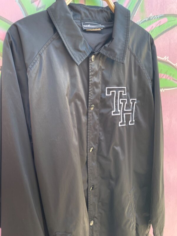 AS-IS NICE! THE HUNDREDS BRANDED SATIN BOMBER JACKET, EMBROIDERED FRONT, LARGE BACK PRINT