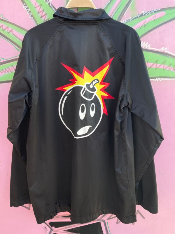 AS-IS NICE! THE HUNDREDS BRANDED SATIN BOMBER JACKET, EMBROIDERED FRONT, LARGE BACK PRINT