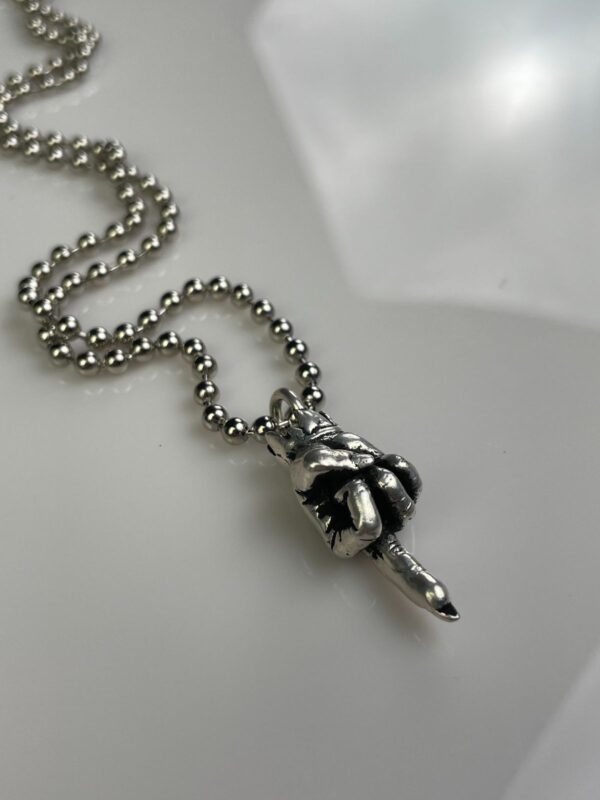 ZOMBIE FINGER SOLID BRASS REPLICA MIDDLE FINGER PENDANT NECKLACE