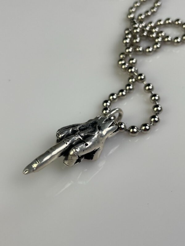 ZOMBIE FINGER SOLID BRASS REPLICA MIDDLE FINGER PENDANT NECKLACE