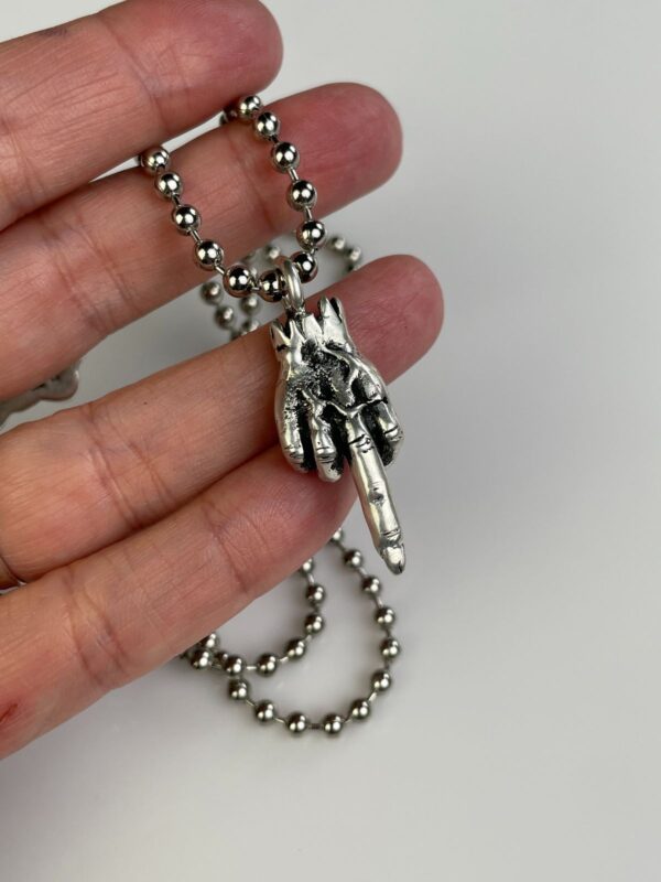 ZOMBIE FINGER SOLID BRASS REPLICA MIDDLE FINGER PENDANT NECKLACE