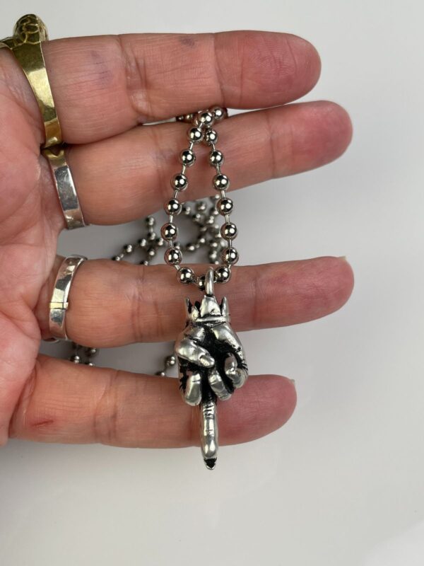 ZOMBIE FINGER SOLID BRASS REPLICA MIDDLE FINGER PENDANT NECKLACE