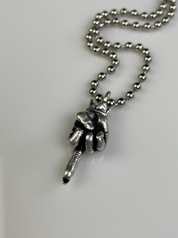 ZOMBIE FINGER SOLID BRASS REPLICA MIDDLE FINGER PENDANT NECKLACE
