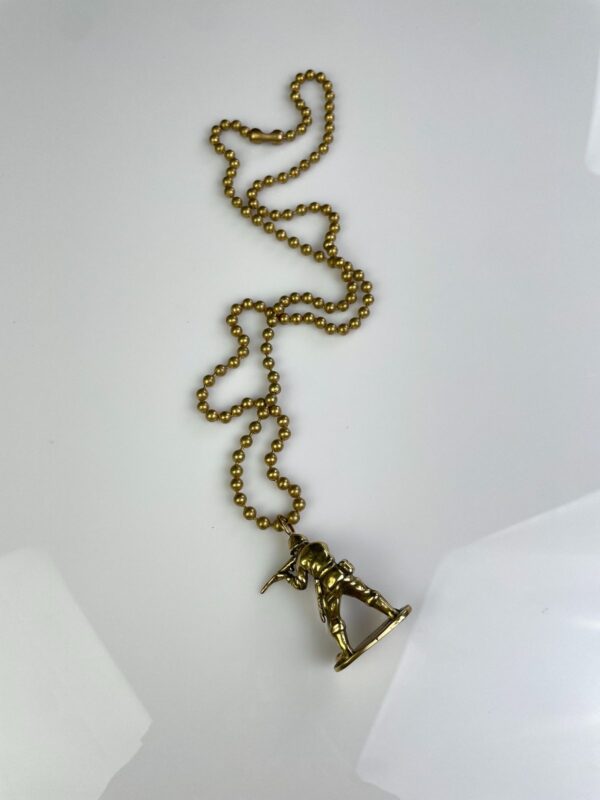 SOLID BRASS CASTED ARMY MAN TOY REPLICA PENDANT NECKLACE, HEAVY BALL CHAIN