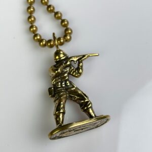 Photo detail:SOLID BRASS CASTED ARMY MAN TOY REPLICA PENDANT NECKLACE, HEAVY BALL CHAIN