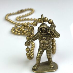 Photo detail:SOLID BRASS CASTED MOON MAN TOY REPLICA PENDANT NECKLACE, HEAVY BALL CHAIN
