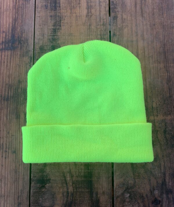 NEON YELLOW KNIT BEANIE - MADE IN USA