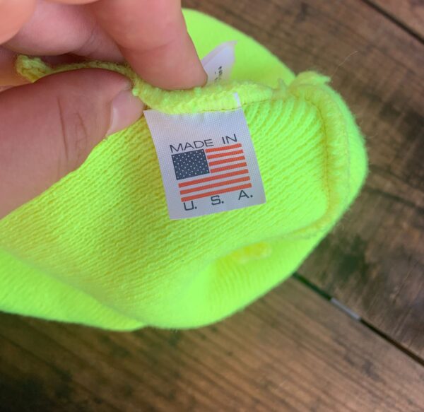 NEON YELLOW KNIT BEANIE - MADE IN USA