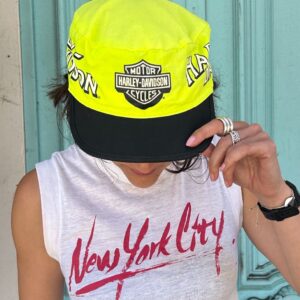 Photo detail:1980S NEON HARLEY DAVIDSON PAINTERS HAT CAP BAR AND SHIELD MADE IN USA