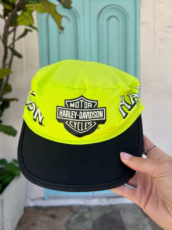 1980S NEON HARLEY DAVIDSON PAINTERS HAT CAP BAR AND SHIELD MADE IN USA