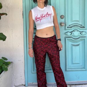Photo detail:KILLER! DEADSTOCK 1990S | EARLY Y2K MADE IN USA DRAGON BROCADE SILKY FLARED PANTS
