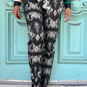 Photo detail:COOL! ORNATE WHITE HORSE BROCADE DESIGN TROUSERS