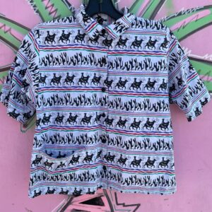 Photo detail:1980S-90S CROPPED COWBOY CACTUS ABSTRACT STRIPE BUTTON UP BLOUSE