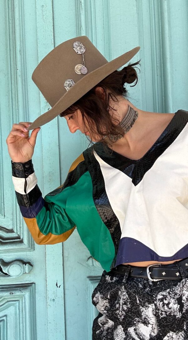 COWBOY HAT W/ FUNKY METAL EMBELISHMENTS