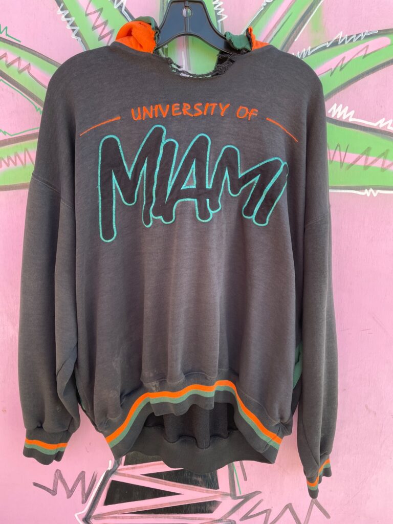 THRASHED MIAMI HURRICANES STARTER SWEATSHIRT
