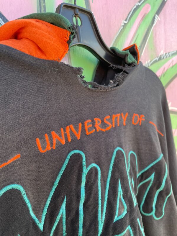 THRASHED MIAMI HURRICANES STARTER SWEATSHIRT