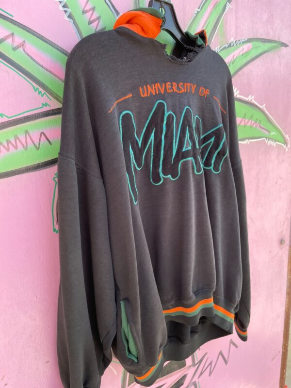 THRASHED MIAMI HURRICANES STARTER SWEATSHIRT