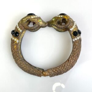Photo detail:*AS-IS* OXIDIZED BRASS JEWELED DOUBLE ARIES RAM HINGED CUFF BRACELET