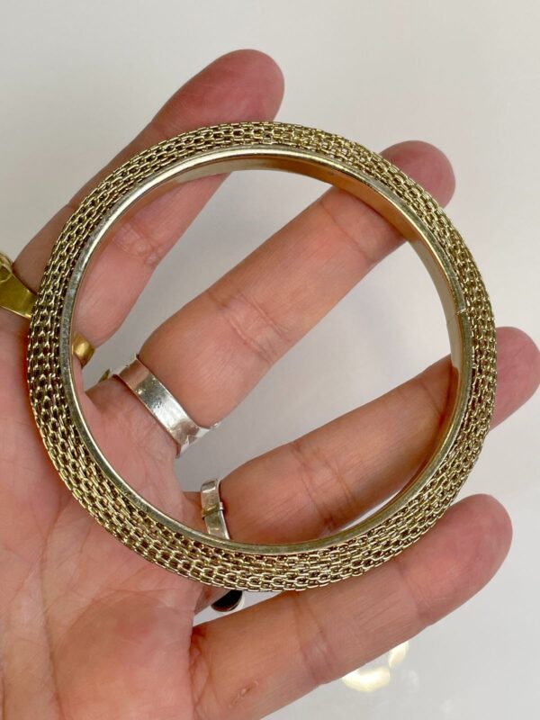 GOLD PLATED METAL MESH BANGLE BRACELET