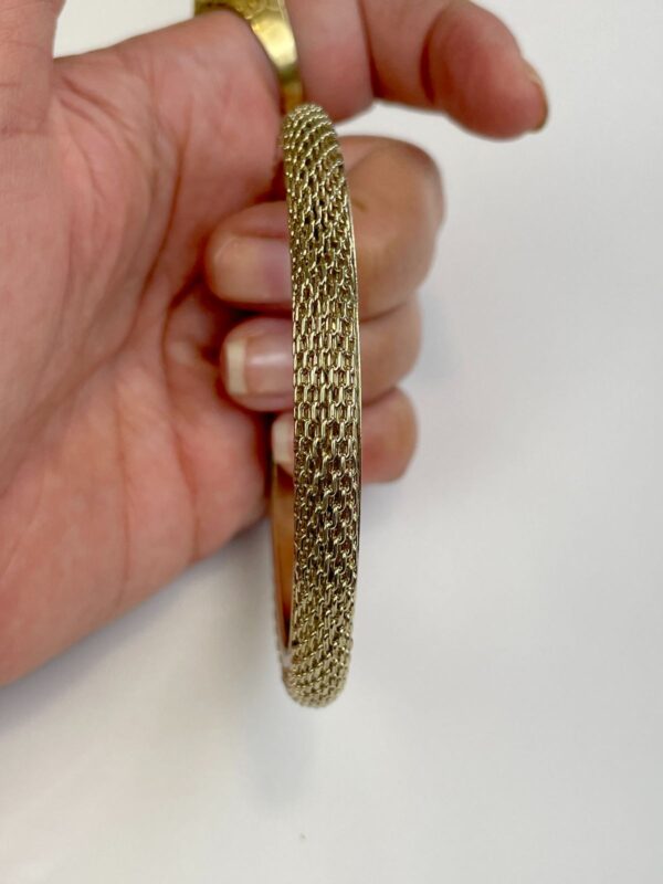 GOLD PLATED METAL MESH BANGLE BRACELET