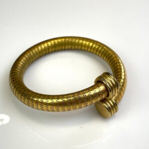 Photo detail:COOL! TUBULAR ETCHED ZIGZAG BRASS BANGLE BRACELET CAPPED ENDS