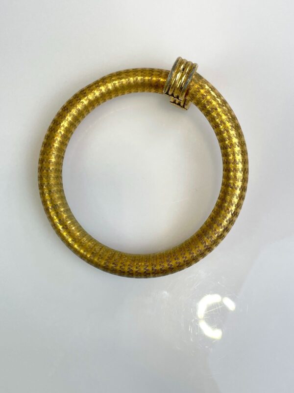 COOL! TUBULAR ETCHED ZIGZAG BRASS BANGLE BRACELET CAPPED ENDS