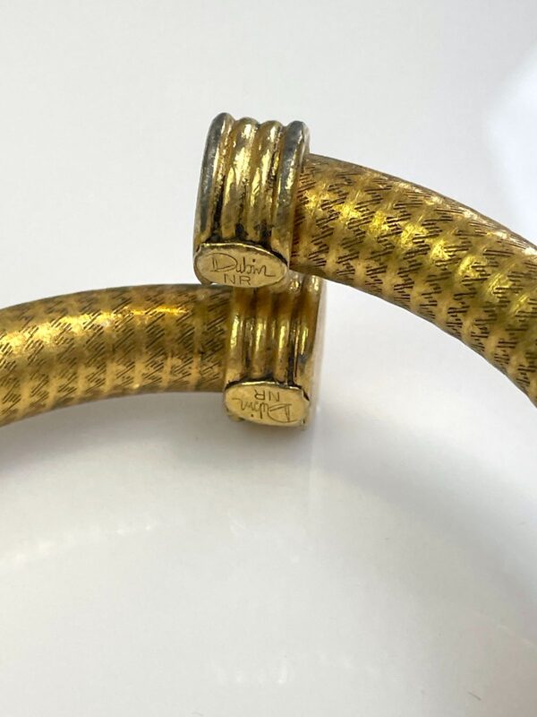 COOL! TUBULAR ETCHED ZIGZAG BRASS BANGLE BRACELET CAPPED ENDS