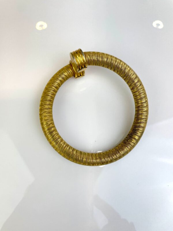 *AS-IS* COOL! TUBULAR ETCHED BRASS BANGLE BRACELET CAPPED ENDS