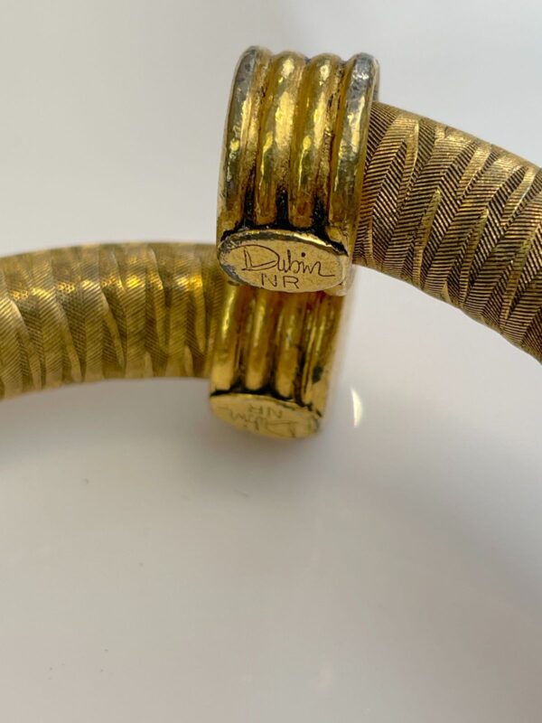 *AS-IS* COOL! TUBULAR ETCHED BRASS BANGLE BRACELET CAPPED ENDS