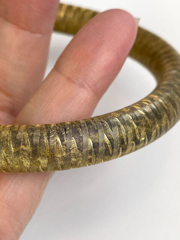 *AS-IS* COOL! TUBULAR ETCHED BRASS BANGLE BRACELET CAPPED ENDS