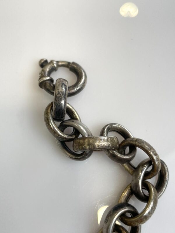 STERLING SILVER MIXED HAMMERED CHAIN LINK BRUTALIST STYLE BRACELET