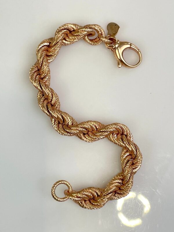 MADE IN ITLAY! CHUNKY TWISTED FRENCH ROPE CHAIN BRACELET - HEART LOGO TAG