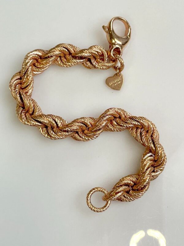 MADE IN ITLAY! CHUNKY TWISTED FRENCH ROPE CHAIN BRACELET - HEART LOGO TAG